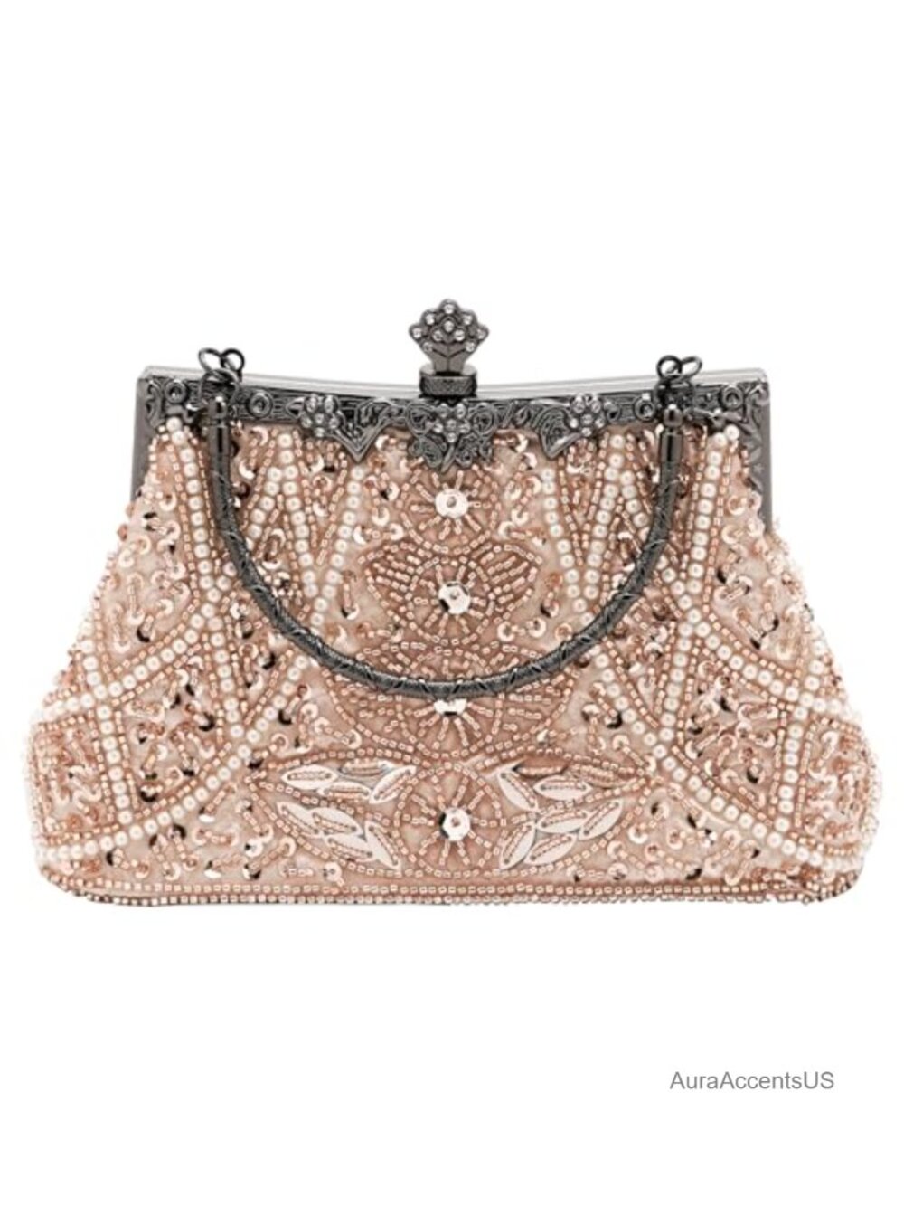 Vintage 1920s Beaded Clutch Purse Handbag with Chain Strap